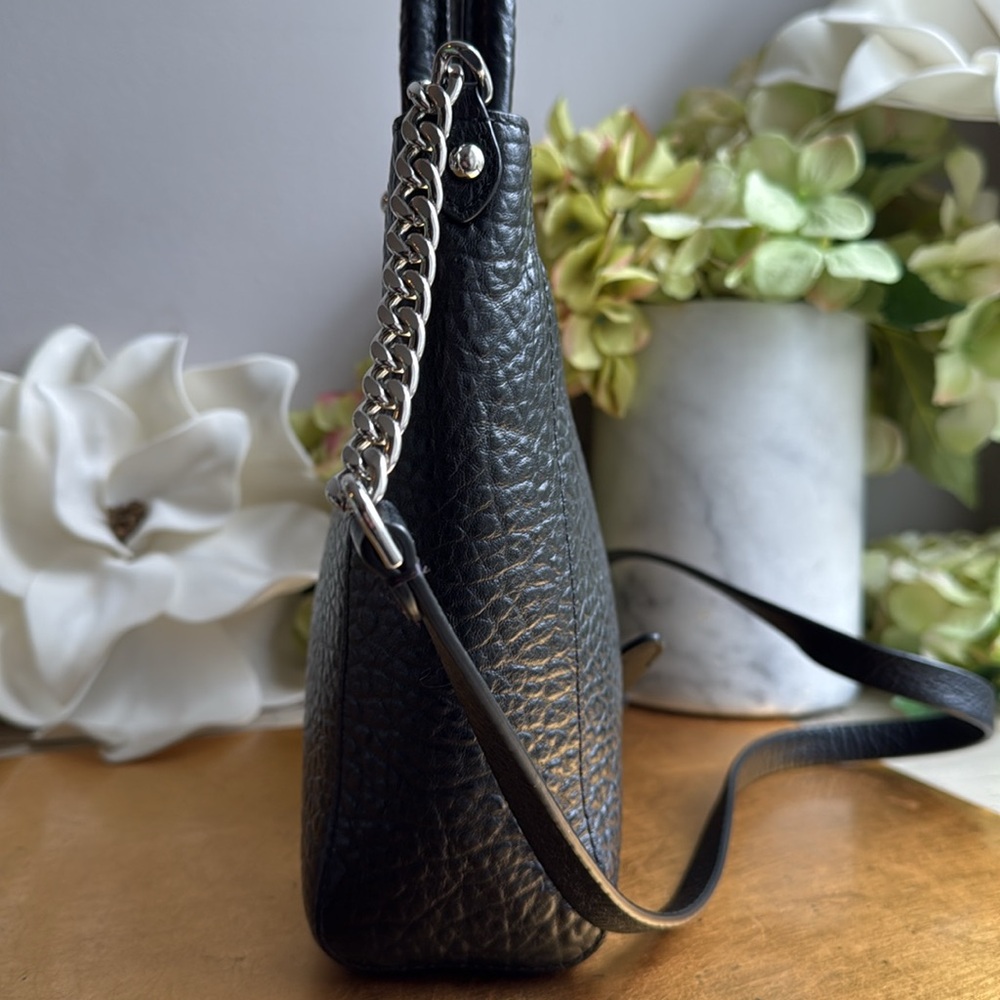 Rebecca Minkoff Chain Top Handle Tote in Pebbled Black Leather - Picture 3 of 16